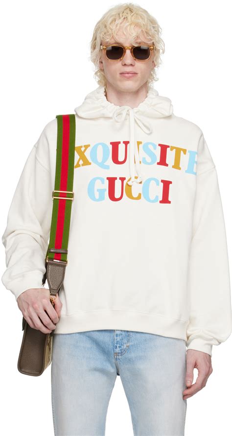 white gucci hoodie hanging plain